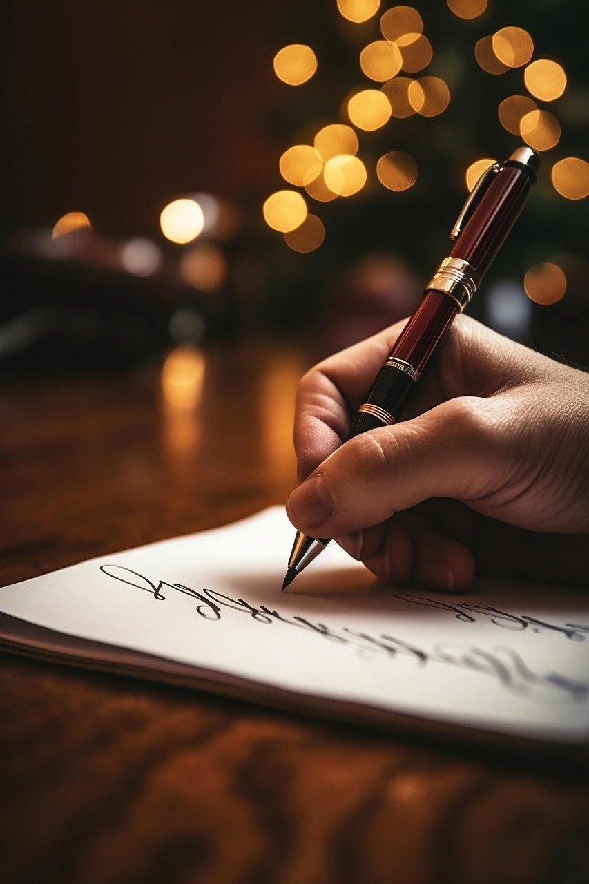 christmas, pen, writing